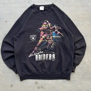 Vintage 1991 Rare Los Angeles Raiders Puffprint  Crewneck Sportwear Football NFL